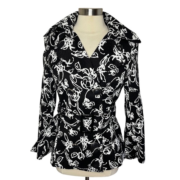 LAPIS by ALEXIA ADMOOR Floral Double Breasted Belted Blazer, Medium - Picture 1 of 12